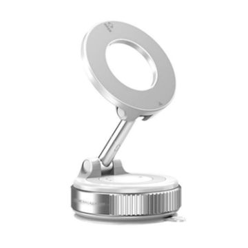 K007 Magnetic Phone Holder: 360 Car Dash Mount, White - 1