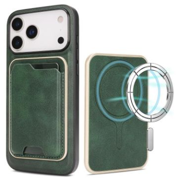 iPhone 17 Pro Kalebol Slim Leather MagSafe Card Case (Green) - 1