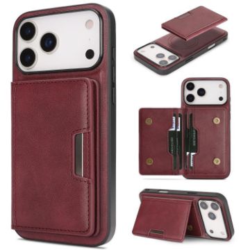 iPhone 17 Pro Max MagSafe Leather Card Case  Red - 1