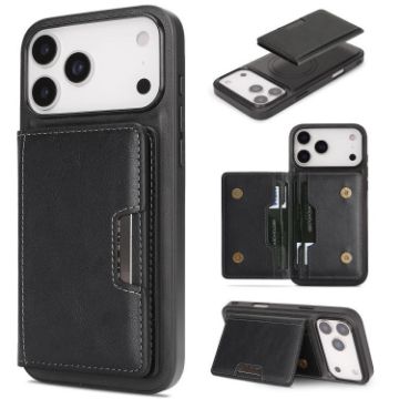 iPhone 17 Pro Kalebol MagSafe Leather Card Bag Case (Black) - 1