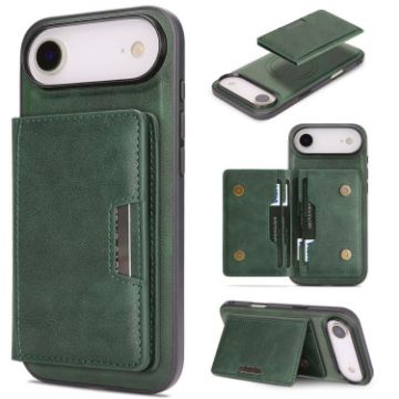 iPhone 17 Air Green Leather MagSafe Two-Fold Card Case - 1