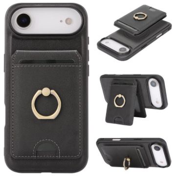 iPhone 17 Air Kalebol Leather MagSafe Card Holder Case (Black) - 1
