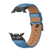 Samsung Galaxy Watch 8 Metal Connector Leather Band Blue Black - 2