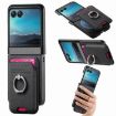 Moto Razr 40 Ultra Twill Card Bag Ring Magnetic Case (Black) - 1