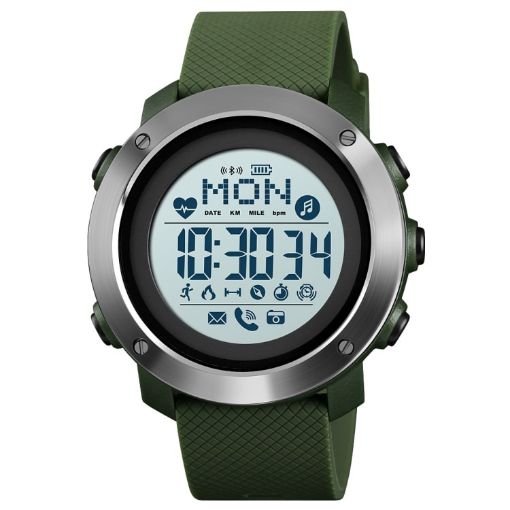 SKMEI 1511 Bluetooth Men's Waterproof Smart Watch, Army Green - 1