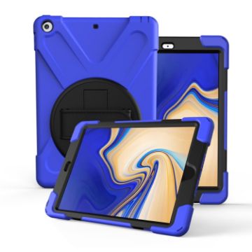 Galaxy Tab S4 10.5 Case 360 Rotation, Holder & Hand-strap, Blue - 1