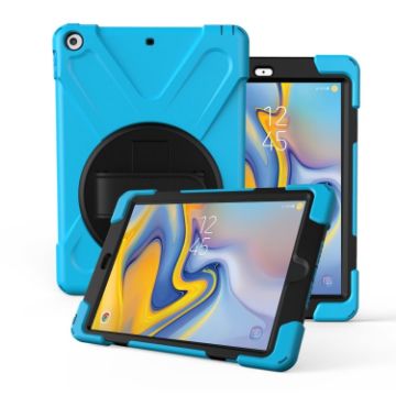 Galaxy Tab A 8.0 T387 360 PC+Silicone Case w/ Holder & Strap, Blue - 1