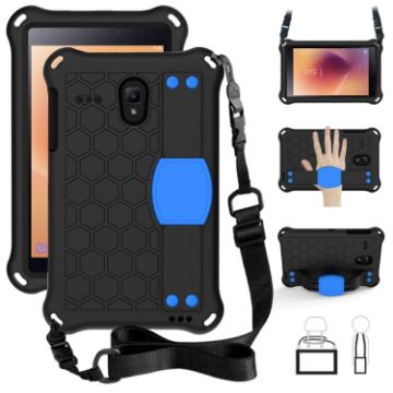 GalaxyTab A 8.0 (2017) Protective Shell with Straps - Black+Blue - 1