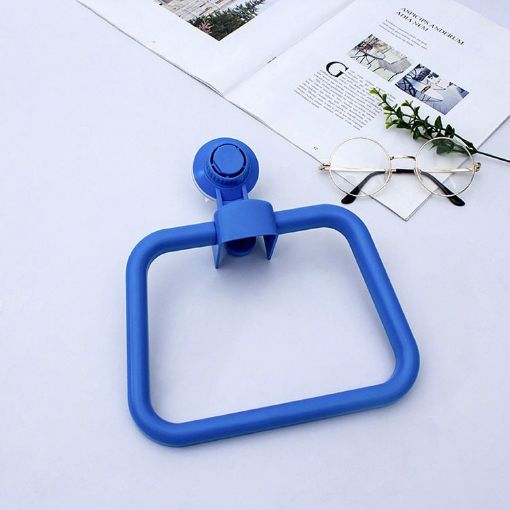 Multifunctional Blue Toilet Towel Ring Rack with Suction Cup - 1