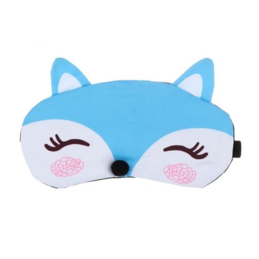 Blue Cute Fox 3D Sleep Ice Travel Mask Cover - 1