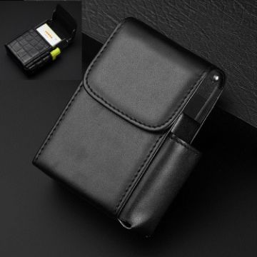 Black PU Leather Case: Cigarettes, Lighter, Business Cards (100 Patterns) - 1