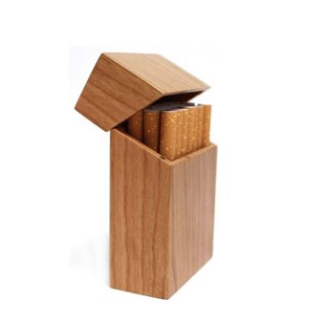 Cherry Wood Clamshell Cigarette Case with Magnetic Closure - 1