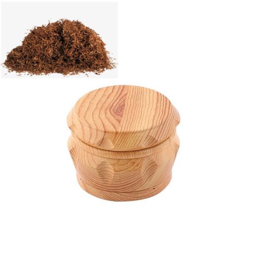 Yellow Wood Drum Smoke Grinder Tobacco Spice Crusher, Size S - 1