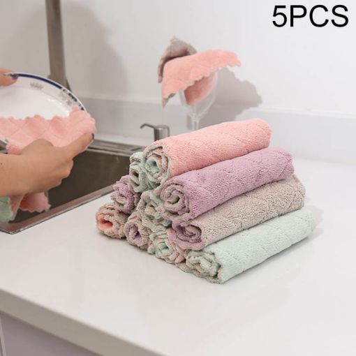 Double-Sided Water-Absorbent Kitchen Rag, Non-Stick, 5 PCS - 1