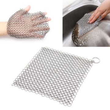 Stainless Steel Square Cast Iron Cleaner Pot Brush, 88 inch - 1