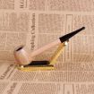 Solid Wood Tobacco Pipe with Smoke Filter and Mouthpiece Holder - 1