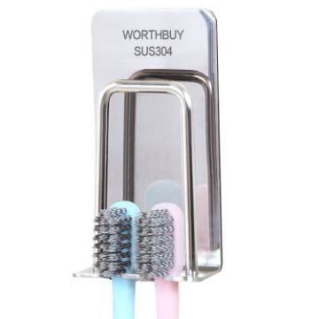 Wall Mounted Stainless Steel Toothbrush Holder and Cup - 1