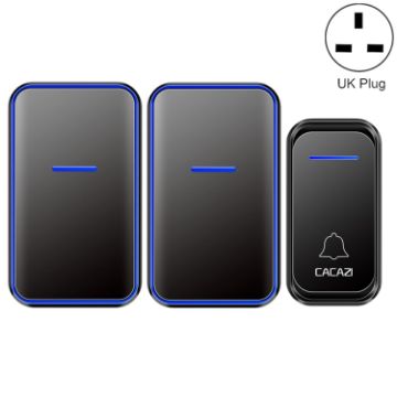 CACAZI A68-2 Wireless Doorbell, UK Plug, Black, One to Two System - 1
