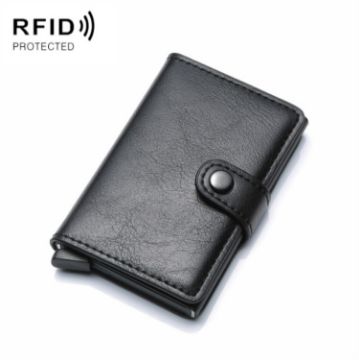 Black PU Aluminum Anti-Theft RFID Shielding Card Case Wallet - 1