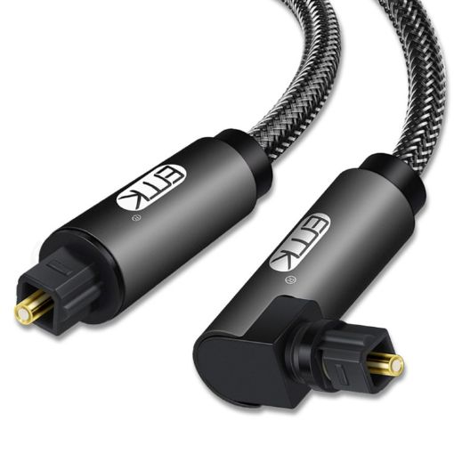 EMK 5m Nylon Optical Audio Cable with 90 Rotatable Plug (Black) - 1