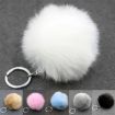 Blue Pompon Keychain - Artificial Rabbit Fur Ball Key Ring - 3