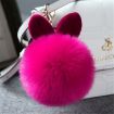 Magenta Fake Rabbit Fur Pom Ball Keychain - 1