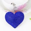 Dark Blue Heart Keychain Leather Tassel Gold Key Holder Gift - 1