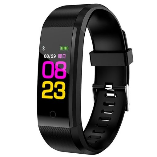 Smart Bracelet Fitness Tracker: Heart Rate, BP, Pedometer, Black - 1