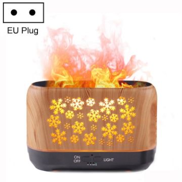 3D Simulation Flame Incense Humidifier, Light Wood Grain, EU Plug - 1