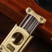 JIFENG 3 In 1 V Cigar Scissors Holder Cutter with Puncher (Gold Black) - 3