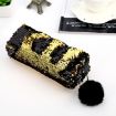 Reversible Sequin Pencil Case - Black+Gold, Super Big, Girls Gift - 3