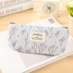 Floral Canvas Zipper Pencil Case - Flower Tree Design (Light Blue) - 1