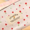 Floral Canvas Zipper Pencil Case - Flower Tree Design (Light Blue) - 5