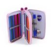 Square Two-Layer Pink 35-Hole Colorful Sketch Stationery Bag - 4