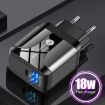 18W PD + QC 3.0 Fast Charger Adapter with LED, US Plug, Black - 3