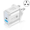 18W PD + QC 3.0 Fast Charger Adapter with LED, UK Plug, White - 1