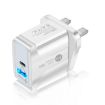 18W PD + QC 3.0 Fast Charger Adapter with LED, UK Plug, White - 2