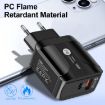 18W PD + QC 3.0 Fast Charger Adapter with LED, UK Plug, White - 5