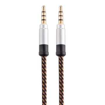 3.5mm Gold-Plated Male to Male AUX Audio Cable, 1.5m, Brown - 1