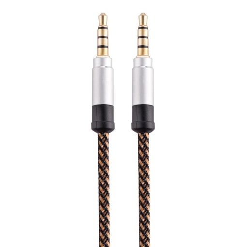 3.5mm Gold-Plated Male to Male AUX Audio Cable, 1.5m, Brown - 1