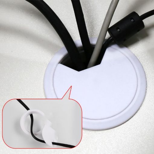 20 PCS White 50mm ABS Cable Hole Cover for Desk & Computer - 1