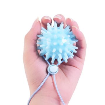 TPR Grip Ball for Stroke Rehab & Massage - 6cm Light Blue with Rope - 1