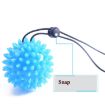 TPR Grip Ball for Stroke Rehab & Massage - 6cm Light Blue with Rope - 3
