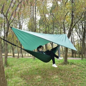 Camping Sunshade + Anti-Mosquito Hammock Set, Ink Green - 1