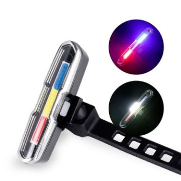 Bicycle LED USB Tail Light 7505C: Red White Blue Night Riding Lamp - 1