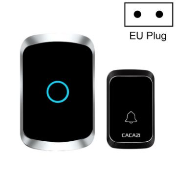 CACAZI A50 Wireless Music Doorbell, No Battery, EU Plug, Black - 1
