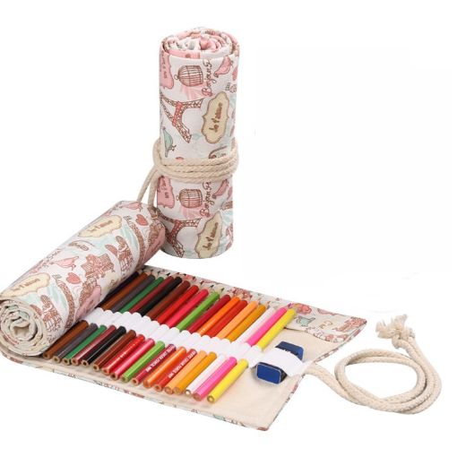 36 Slot Handmade Canvas Pen Roll Bag for Sketch & Color Pencils - 1