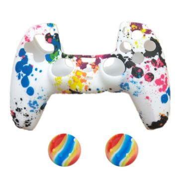 2 PCS PS5 Gamepad Silicone Cover with 27+ Thumbstick Caps - 1