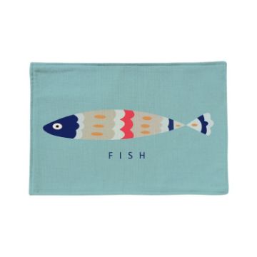 Mediterranean Geometric Cotton & Linen Anti-Slip Placemat (Colored Fish) - 1
