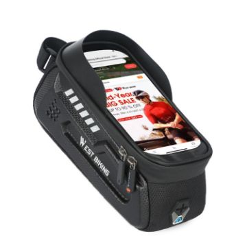 WEST BIKING Black Bicycle Hard Shell Front Beam Phone Bag - 1